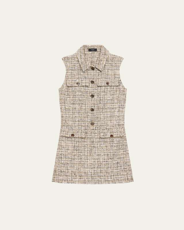 Mixed Tweed Military Mini Dress